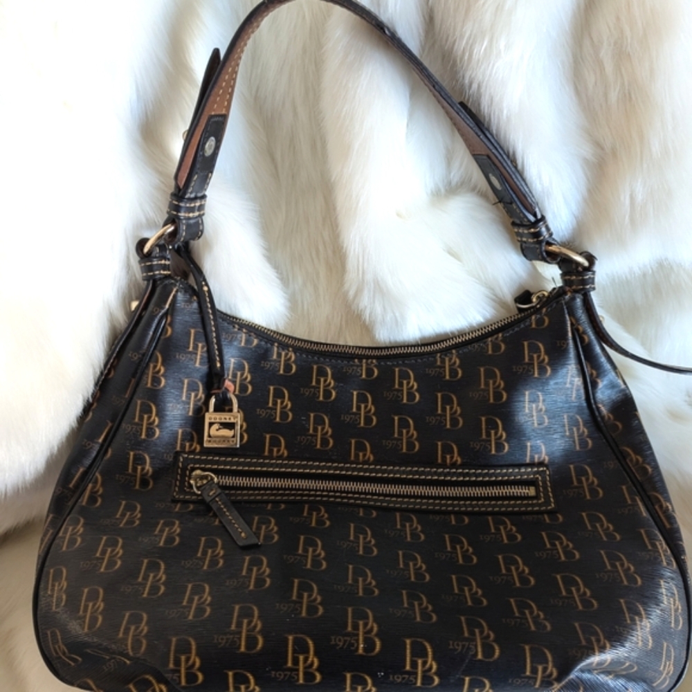 Dooney & Bourke 1975 Collins Black and Brown Women's Designer Bag Purse Luxury